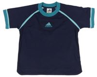 Tmavomodré športové tričko s modrozeleným lemem Adidas