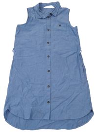 Modré plátenné prepínaci košeľové šaty H&M