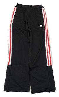 Černo-červené sportovní tepláky s pruhy Adidas
