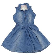 Modré rifľové šaty s golierikom Mantaray