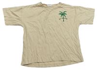 Béžové tričko s palmou Zara