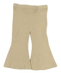 Béžové žebrované flare capri kalhoty Shein