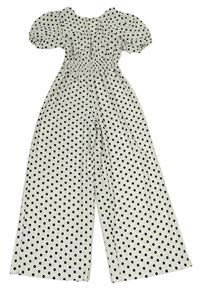 Bílý kalhotový culottes overal s puntíky Zara