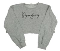 Sivá crop mikina s nápisom Shein