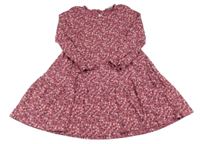 Tmavoružové kvietkovane bavlnené šaty Topolino