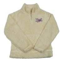 Smetanová chlupatá mikina s nápisem 