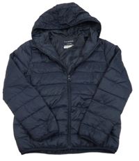 Tmavomodrá šusťáková prošívaná zimní bunda s kapucí Primark