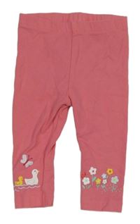 Ružové legíny s kachničkou a kvietkami Nutmeg