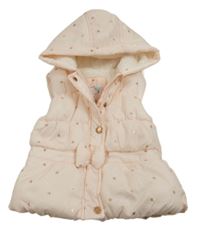 Svetloružová šušťáková zateplená vesta s hviezdičkami a kapucňou LC Waikiki