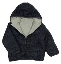 Tmavomodrá šušťáková prešívaná zimná bunda s kapucňou M&Co.