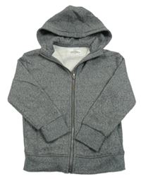 Šedá melírovaná propínací mikina s kapucí M&S