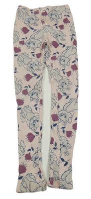 Světlerůžové žebrované legíny s Marií a květy Disney 