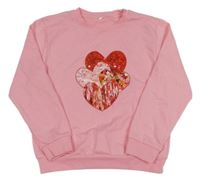 Svetloružová mikina so srdiečkami