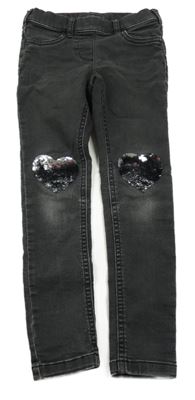 Tmavošedé džegíny riflového vzhledu se srdíčky C&A