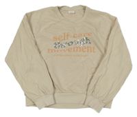 Béžová crop mikina s nápisom a flitrami S. Oliver