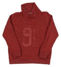 Červená mikina s nápisom a komínovým golierom Name it