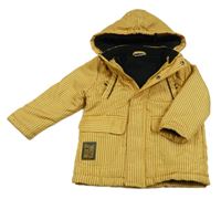 Žluto-šedá pruhovaná šusťáková zimní bunda s kapucí So Cute