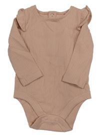 Starorůžové žebrované body s volánky Tu