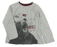 Šedé melírované triko s medvídkem Nutmeg