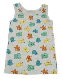 Sivé melírované tielko s Pokémony