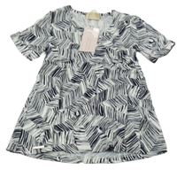 Nové - Tmavomodro-biele vzorované šaty Mania