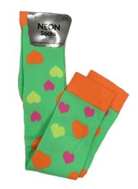 Nové - Neonově zelené nadkolenky so srdíčky vel. 31-34