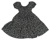 Černé květované lehké šaty Zara