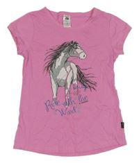 Ružové tričko s koníkem Trigema