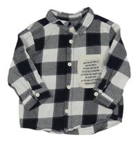 Černo-bílá kostkovaná flanelová košile Zara 