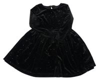 Čierne zamatové trblietavé šaty LC Waikiki