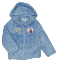 Modrá chlupatá propínací mikina s Frozen a kapucí H&M