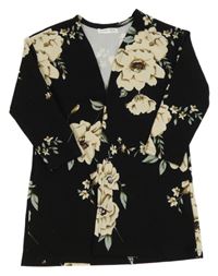 Čierny ľahký kvetovaný cardigan s kvetmi Shein