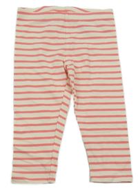 Smetanovo-ružové pruhované capri legíny H&M