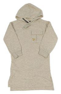 Nové - Béžové melírované teplákové dlhé šaty s vreckom a kapucňou River Island