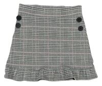 Čierno-svetlošedá -staroružová kockovaná vzorovaná úpletová sukňa s gombíkmi F&F