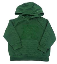 Tmavozelená mikina s nápisom a vreckom a kapucňou PRIMARK