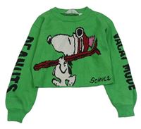 Zelený pletený crop sveter so Snoopym H&M