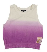 Bielo-ružovo-fialový froté crop top s nášivkou zn. STACCATO