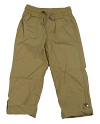 Béžové plátěné rolovací kalhoty s úpletovým pasem Mothercare