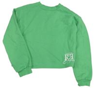 Zelená crop mikina s logom a srdiečkami RIVER ISLAND