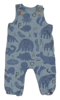 Modré melírované laclové tepláky se zvířátky George