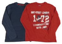 2x - Triko - Tmavomodré, karmínové s číslem a nápisy alive