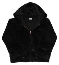 Černá kožešinová podšitá bunda s kapucí F&F