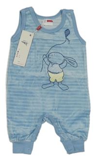 Nové - modré rebrované zamatové na traké tepláky so zajačikom name it.