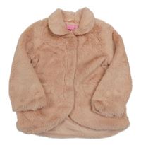 Pudrový kožušinový podšitý kabát s golierikom ISAAC MIZRAHI