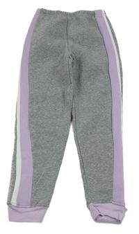 Sivo-fialové melírované teplákové tepláky s pruhmi INFINITY KIDS