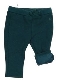 Petrolejovo-tmavomodré pruhované teplé tepláky s kočičkou a mašlí a třpytkami OBaïBi