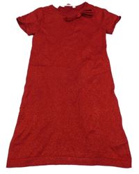 Červené melírované svetrové šaty s mašlou a trblietkami H&M