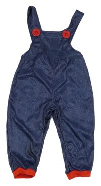 Tmavomodro-červené melírované laclové kalhoty riflového vzhledu s vreckom