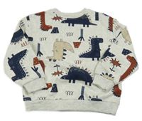 Svetlosivá melírovaná mikina s dinosaurami a palmami PRIMARK